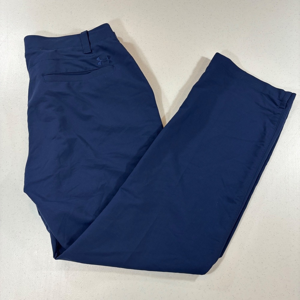 Under Armour Mens Match Play Golf Pants Navy Blue 36x32 Style 1248089 FLAW!